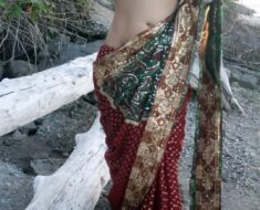 1705999849 hot girl 10 Hot Girl in Red Saree Sexy Figure Showing In Outdoor Pics