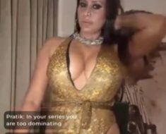 av2t64cp8dgf Kamalika Chanda in Golden Monokini Showing Deep Cleavage & Teasing on App Live